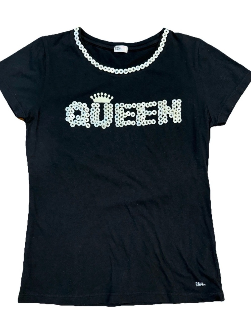 Paul Smith Vintage Y2K QUEEN Button Slim Fit T-Shirt Tee EUC Black 90:
